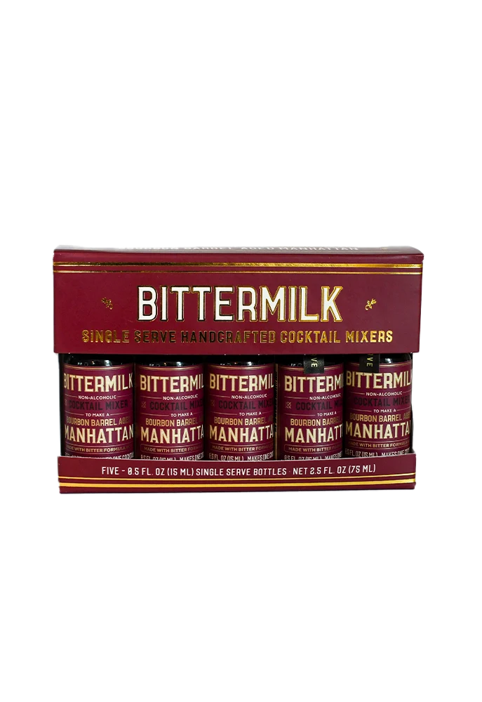 Bittermilk Single Serve Bourbon Barrel Aged Manhattan - 5 Pack Non-Alcoholic Mixers